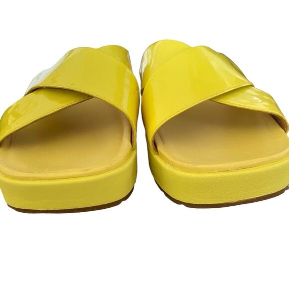 Ugg Emily Margarita Platform Patent Leather Yellow Slide Sandals size 9 - Picture 2 of 11
